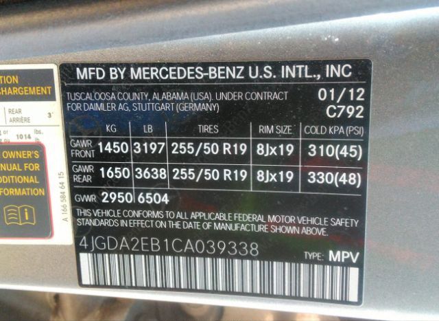 2012 MERCEDES-BENZ M-CLASS for Sale