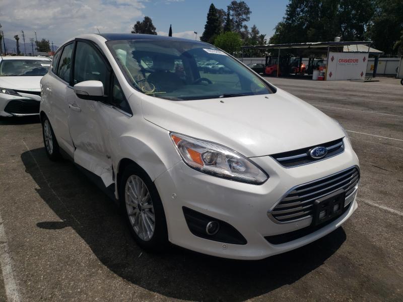 Salvage Car Ford C Max Hybrid 17 White For Sale In Van Nuys Ca Online Auction 1fadp5du7hl