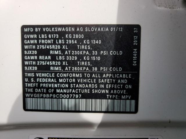 2012 VOLKSWAGEN TOUAREG V6 for Sale