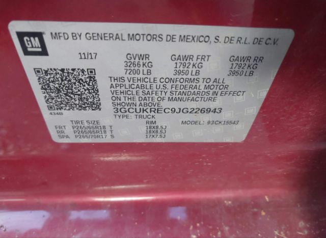 2018 CHEVROLET SILVERADO 1500 for Sale