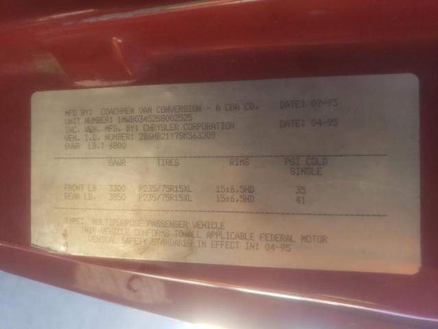 1995 DODGE RAM VAN B2500 for Sale