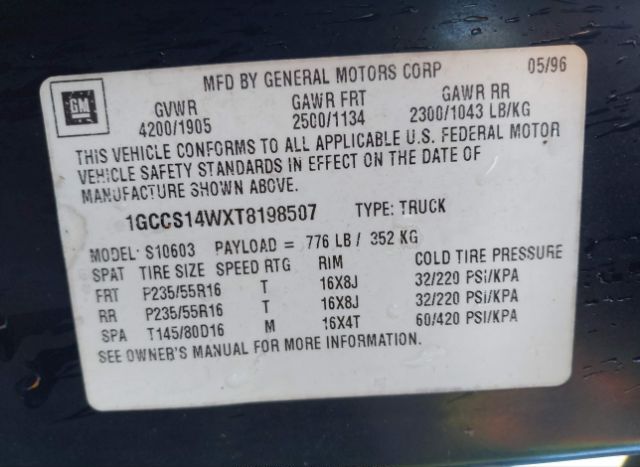 1996 CHEVROLET S TRUCK for Sale
