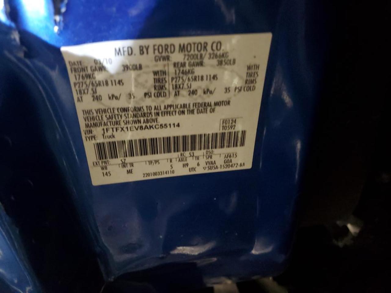 2010 FORD F150 for Sale