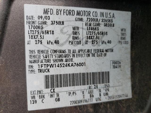 2004 FORD F150 SUPERCREW for Sale
