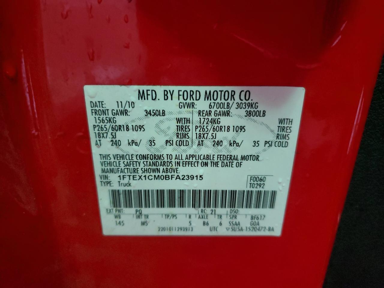 2011 FORD F150 for Sale