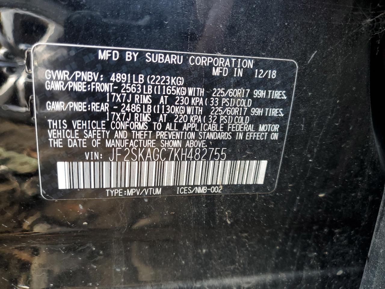 2019 SUBARU FORESTER for Sale