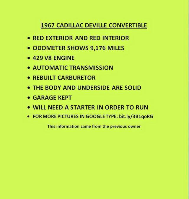 1967 CADILLAC DEVILLE for Sale