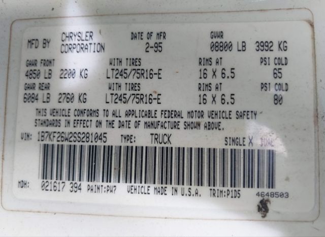 1995 DODGE RAM 2500 for Sale