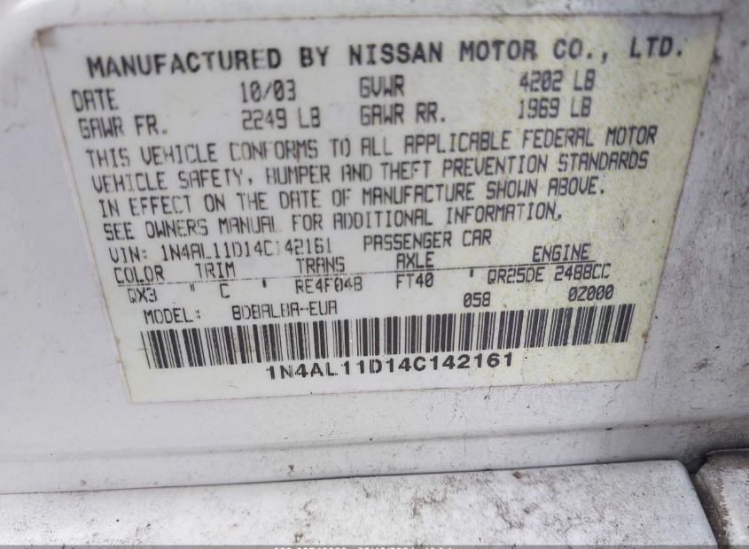 2004 NISSAN ALTIMA for Sale