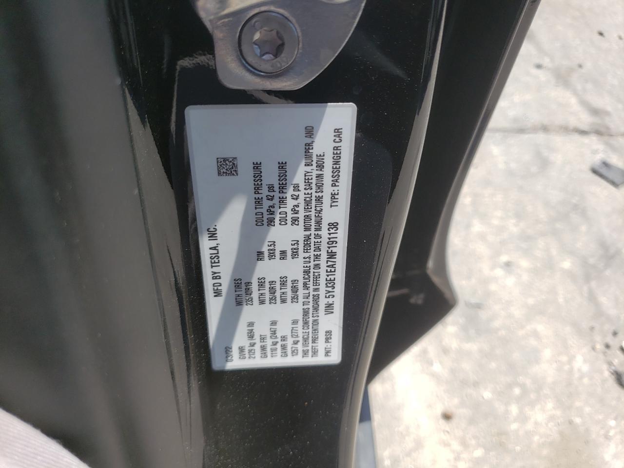 2022 TESLA MODEL 3 for Sale