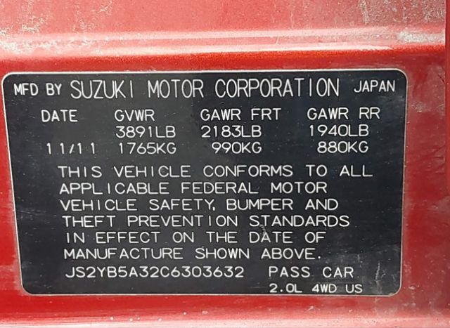 2012 SUZUKI SX4 CROSSOVER for Sale