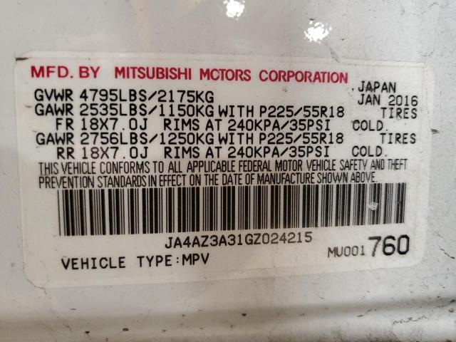 2016 MITSUBISHI OUTLANDER SE for Sale