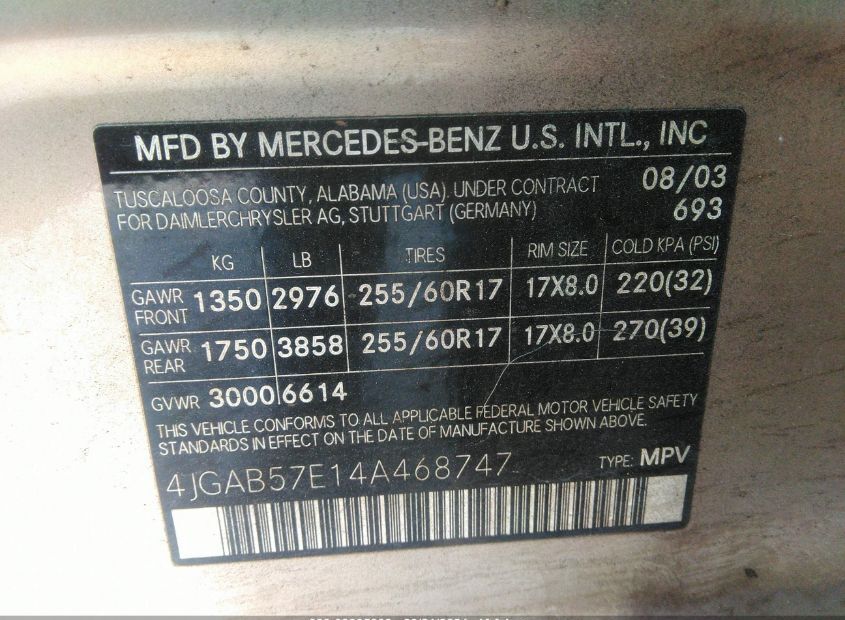2004 MERCEDES-BENZ M-CLASS for Sale