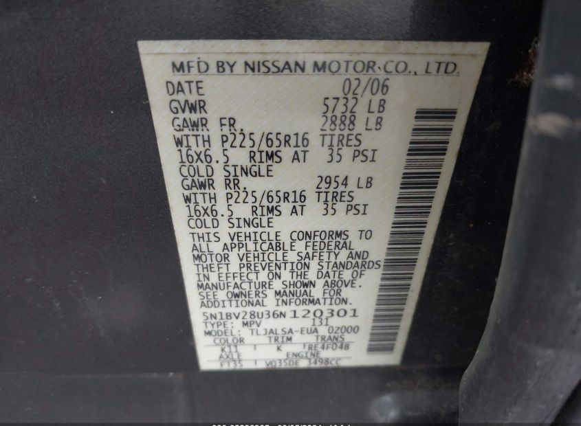 2006 NISSAN QUEST for Sale