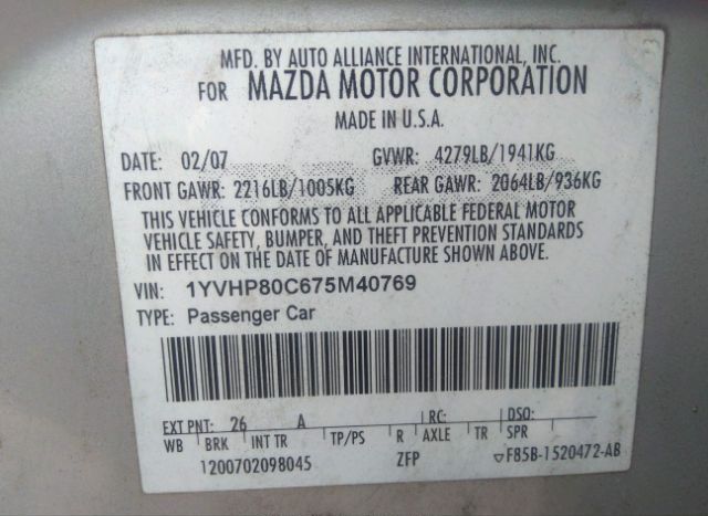 2007 MAZDA MAZDA6 for Sale