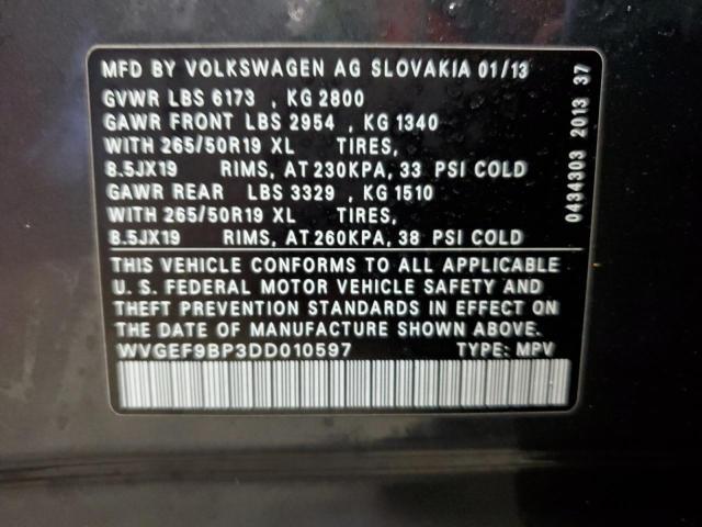 2013 VOLKSWAGEN TOUAREG V6 for Sale