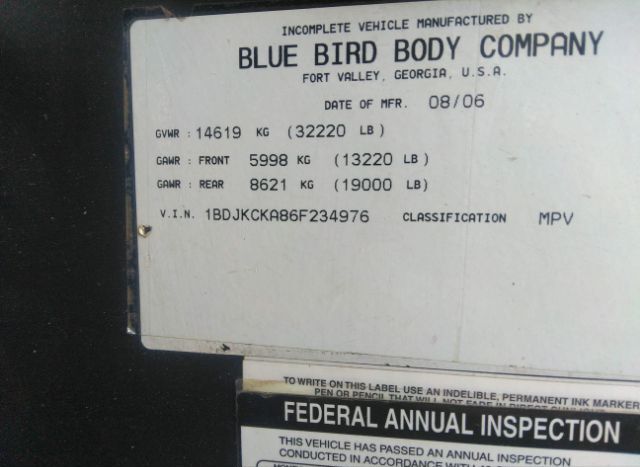 2006 BLUE BIRD SHELL COMMERCIAL for Sale