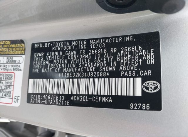 2004 TOYOTA CAMRY for Sale