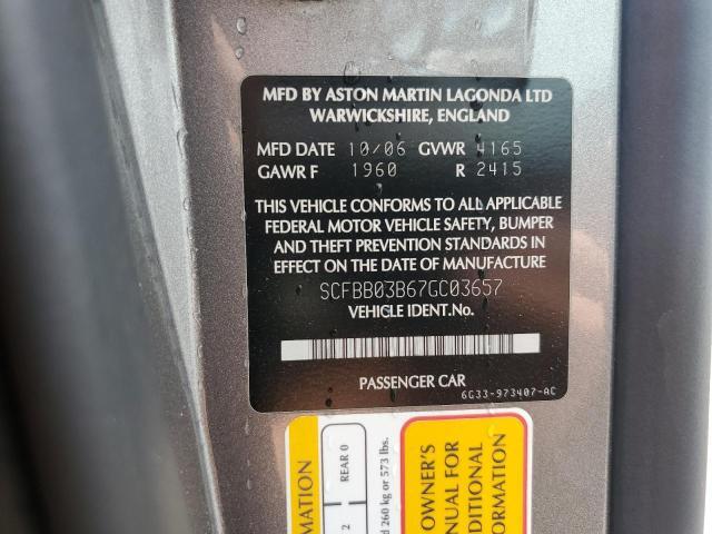 2007 ASTON MARTIN V8 VANTAGE for Sale