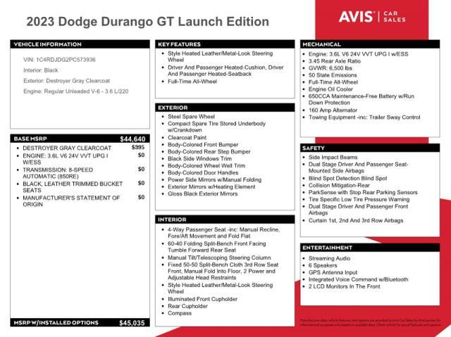 2023 DODGE DURANGO GT for Sale