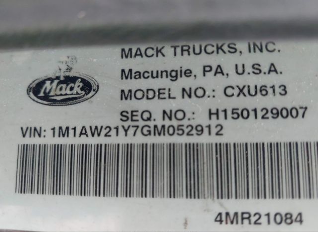 2016 MACK CXU613 for Sale