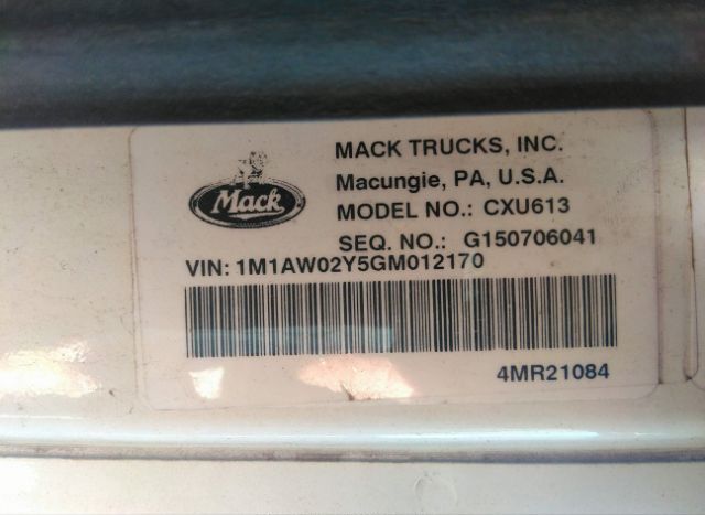 2016 MACK CXU613 for Sale