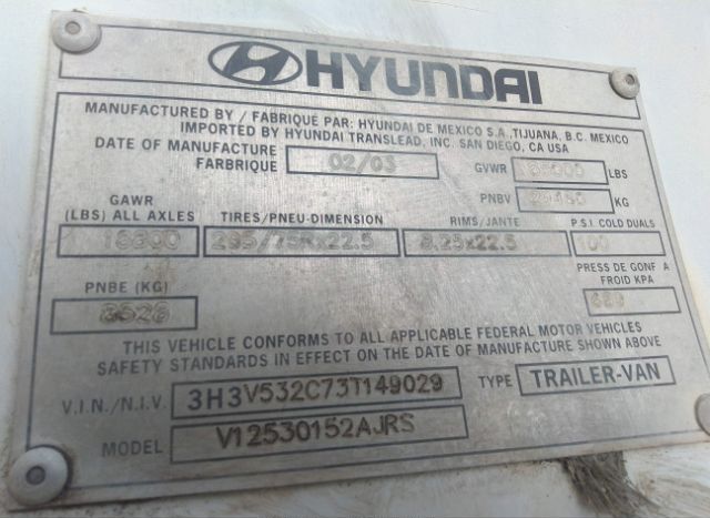 2003 HYUNDAI HYUNDAI TRANSLEAD INC for Sale