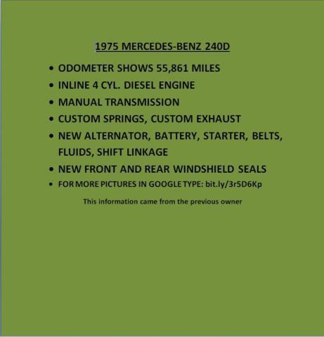 1975 MERCEDES-BENZ 240 D for Sale