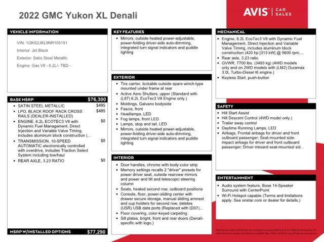 2022 GMC YUKON XL DENALI for Sale