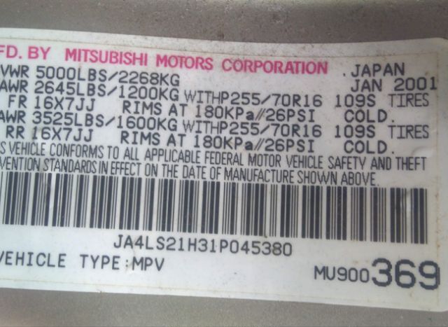 2001 MITSUBISHI MONTERO SPORT for Sale