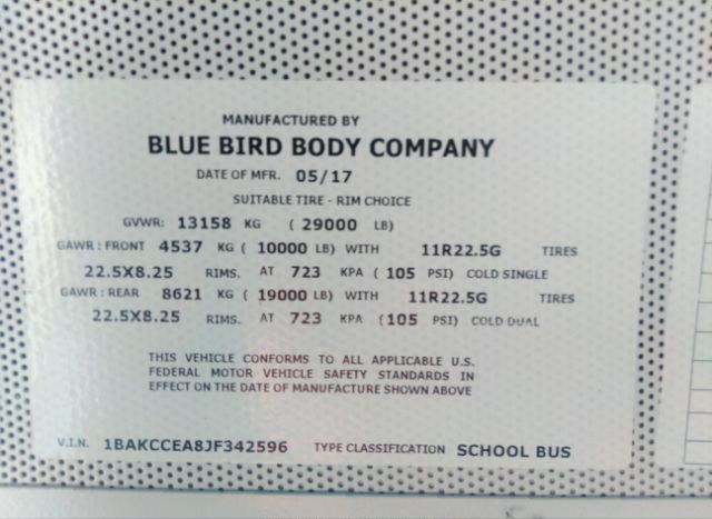 2018 BLUE BIRD SCHOOL BUS / TRANSIT BUS for Sale