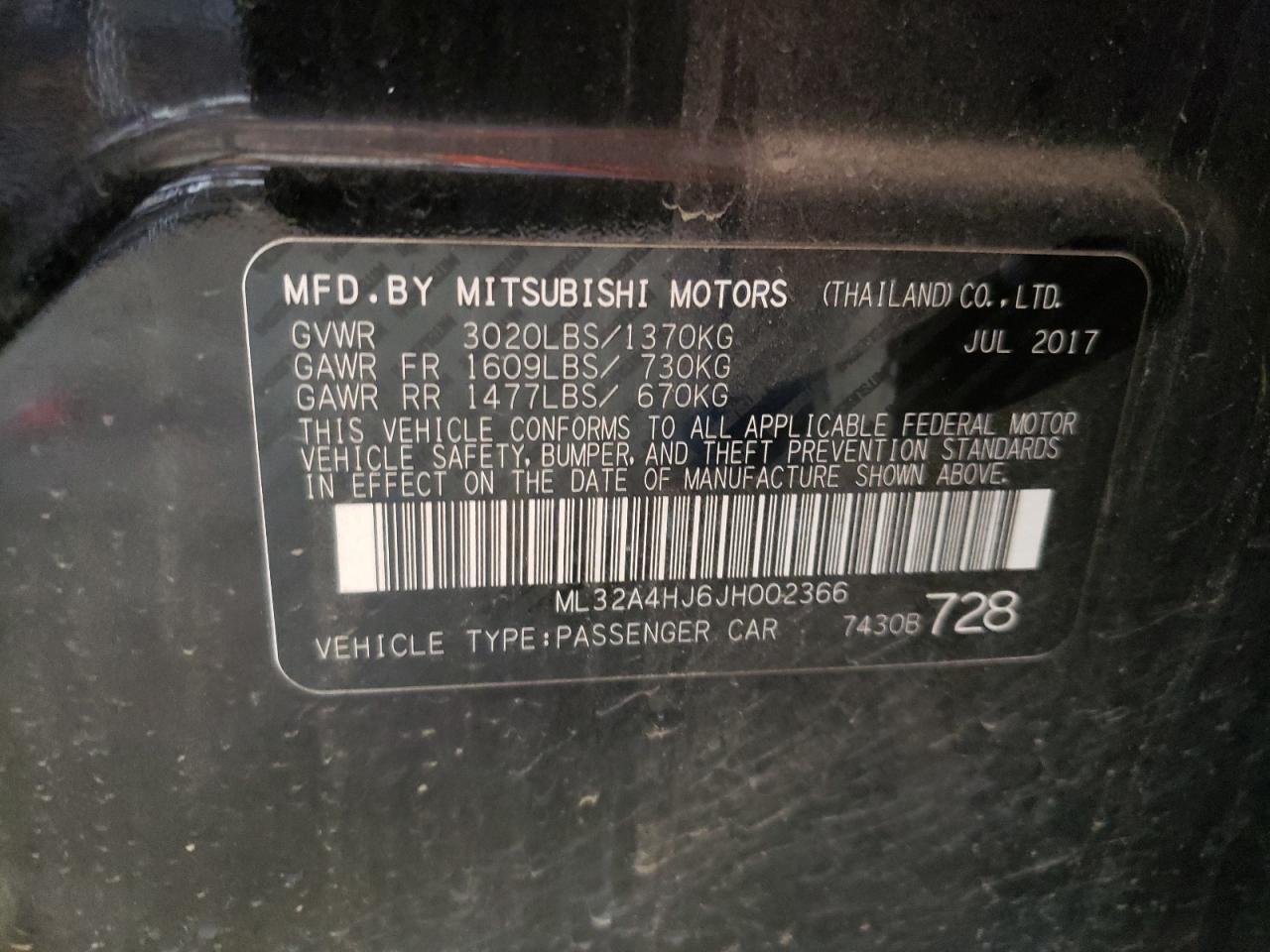 2018 MITSUBISHI MIRAGE for Sale