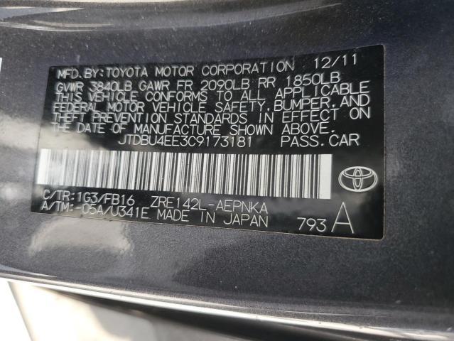 2012 TOYOTA COROLLA BASE for Sale