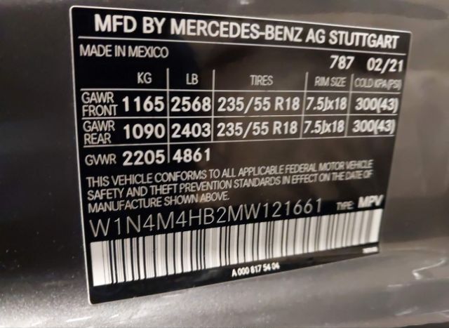2021 MERCEDES-BENZ GLB 250 for Sale