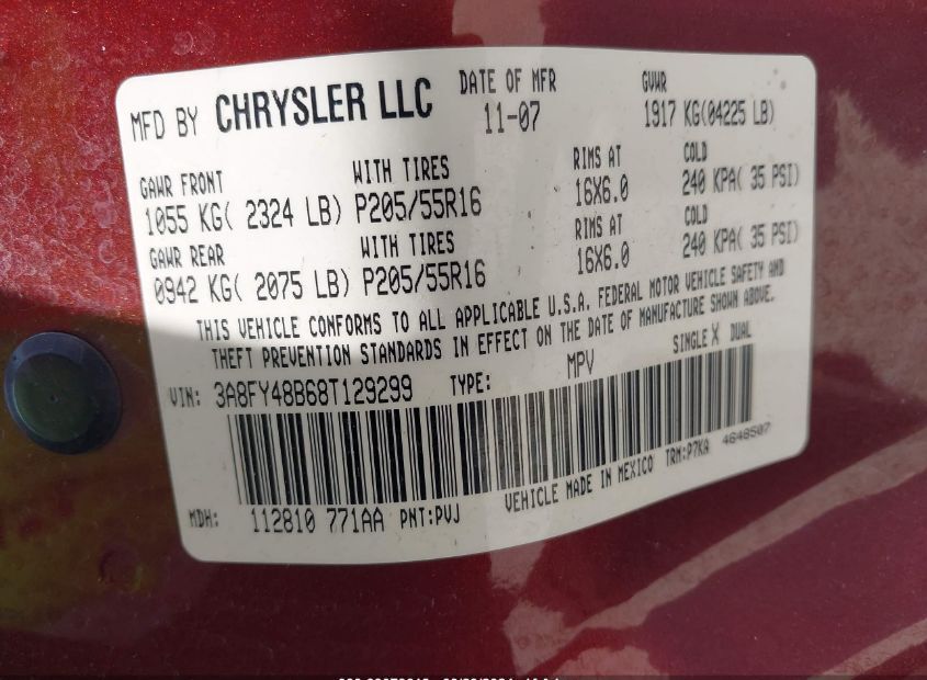 2008 CHRYSLER PT CRUISER for Sale