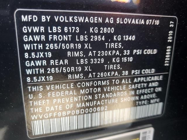 2011 VOLKSWAGEN TOUAREG V6 for Sale