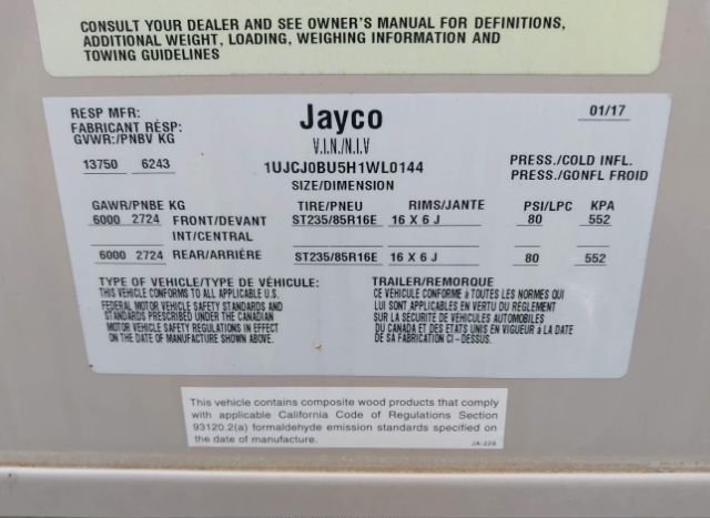 2017 JAYCO TRAVEL TRLR for Sale