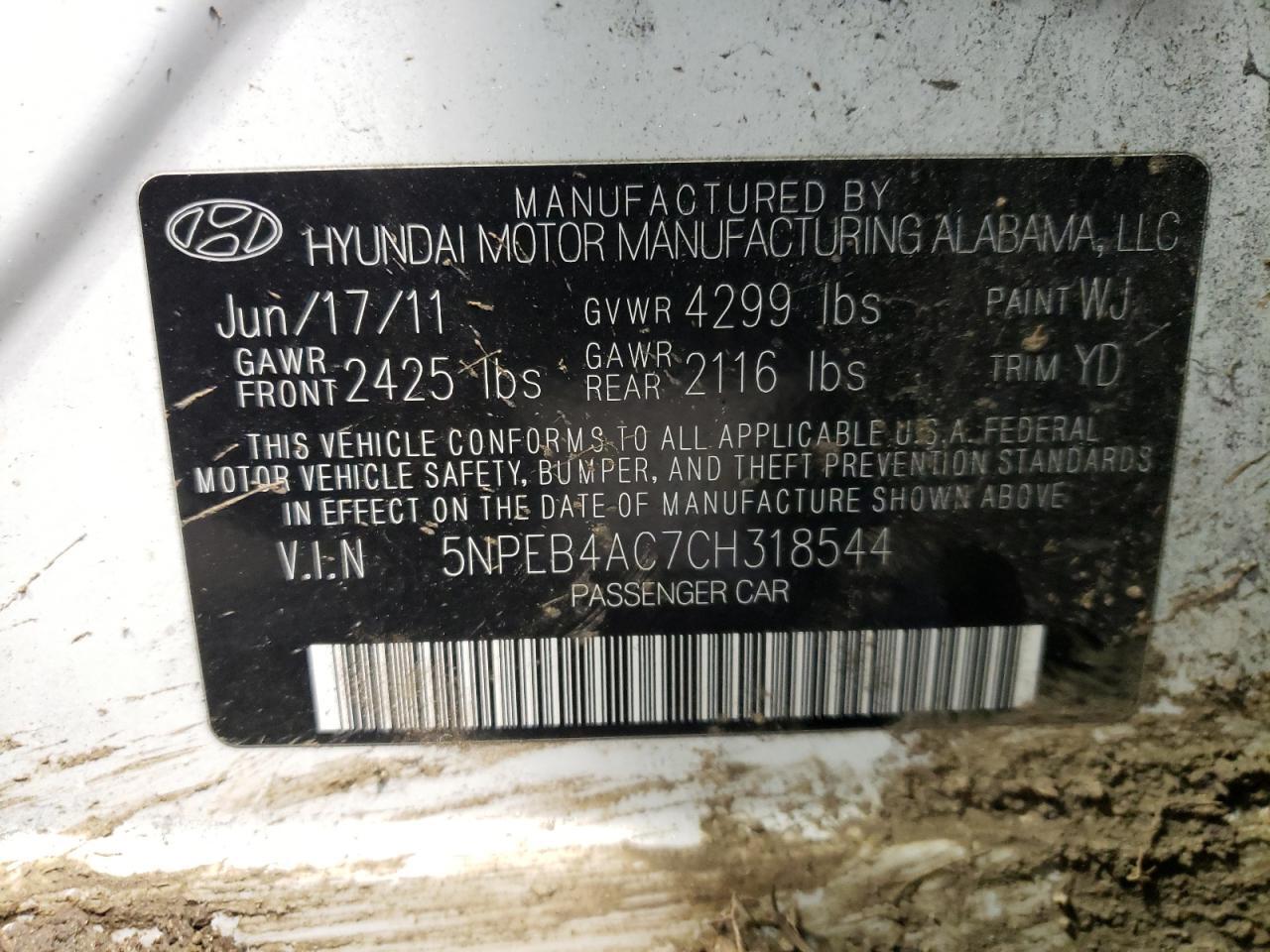 2012 HYUNDAI SONATA for Sale