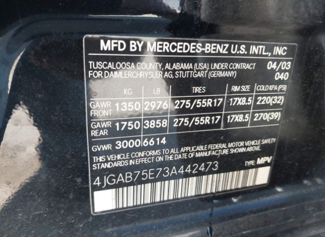 2003 MERCEDES-BENZ ML for Sale